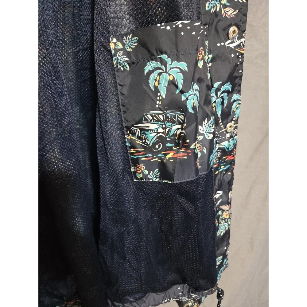 Gap Coach Jacket Mens XXL Tropical Hawaiian Windbreaker Snap Closure Drawstring